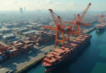 Porto de Rio Grande: História, Importância e Desenvolvimento Um grande navio atacado num porto.