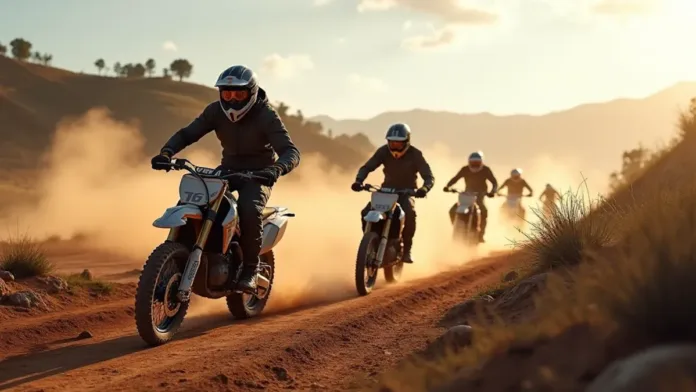 Imagem de motos fazendo trilha de areia.