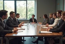 Santa Casa do Rio Grande Enfrenta Crise Financeira: Prefeitos Buscam Soluções para Garantir Atendimento Um grupo de pessoas reunidas em uma mesa retangular. O ambiente é formal, com pessoas vestindo roupas sociais.