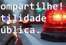 Alerta à População de Rio Grande: Números Substitutos para Emergências Fora do Ar Sirene iluminada sobre o teto de uma viatura, à frente trânsito desfocado e a frase escrita: Compartilhe! Utilidade pública.