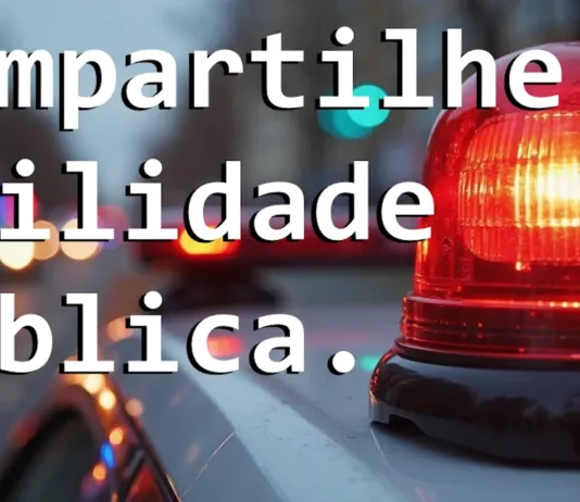 Alerta à População de Rio Grande: Números Substitutos para Emergências Fora do Ar Sirene iluminada sobre o teto de uma viatura, à frente trânsito desfocado e a frase escrita: Compartilhe! Utilidade pública.